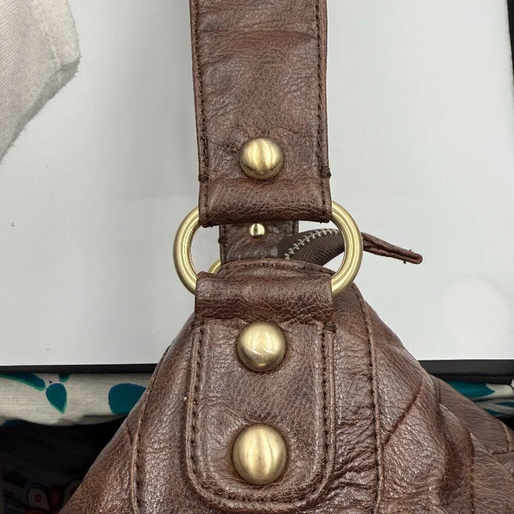 Guess Large Brown Leather Shoulder Bag